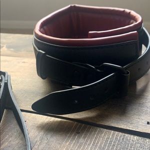 Leather Collar and Black steel matte chain bondage